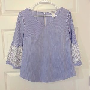 WHBM lace sleeve striped shirt